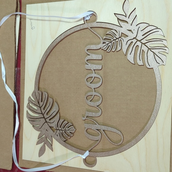 Bride & Groom Wedding Chair signs, Rose Gold - Picture 3 of 4